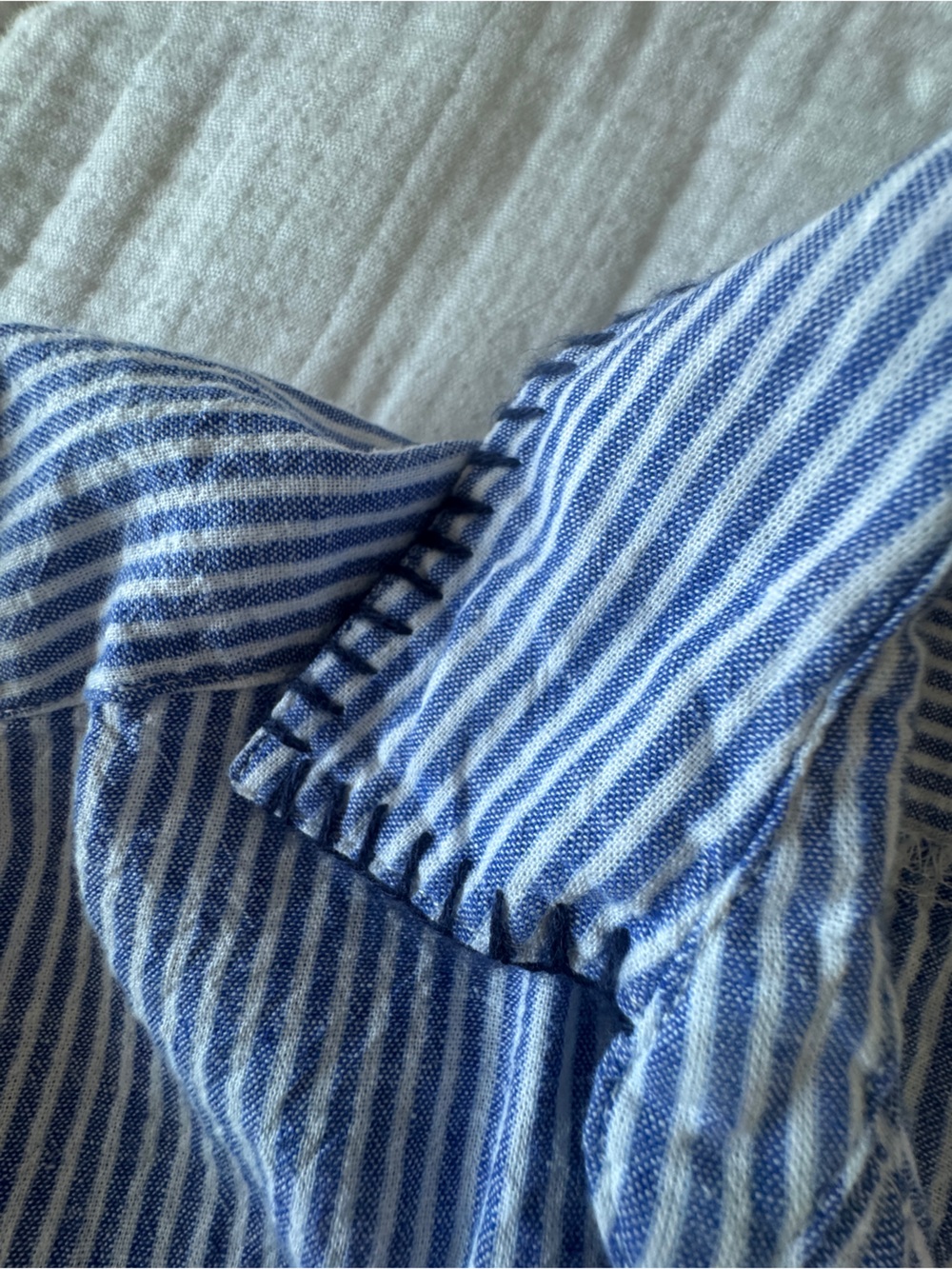 Calypso St. Barth Linen Blend Striped Peplum Button Front Blouse Medium - Picture 12 of 13